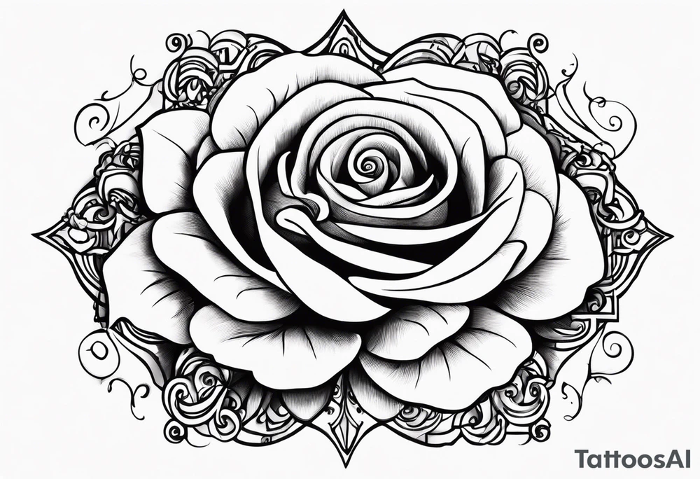 una rosa y con las letras romanas MCMLXXXII tattoo idea