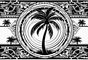 gambling sun palm tree tattoo idea