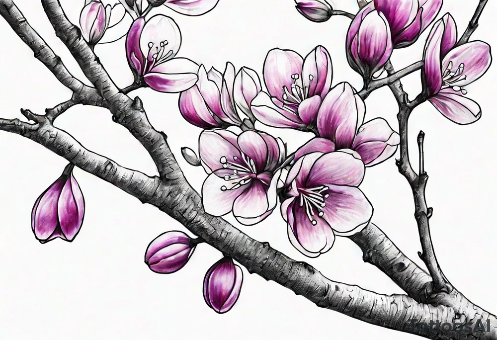 Redbud branch with blossoms tattoo idea