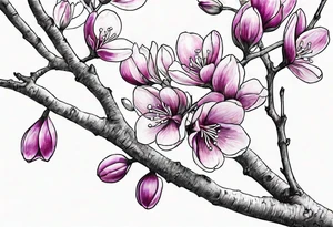 Redbud branch with blossoms tattoo idea