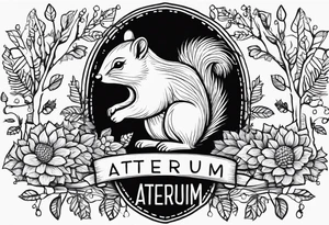 Draw a squirrel and an hedgehog accompanied by the writing simul in aeternum tattoo idea