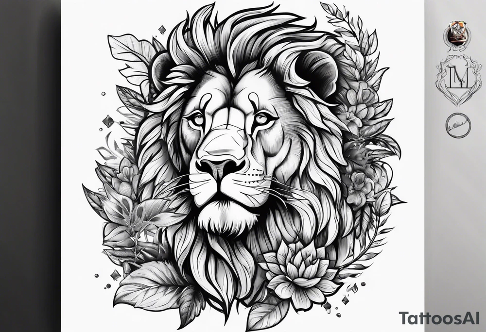 lion smoking weed tattoo idea