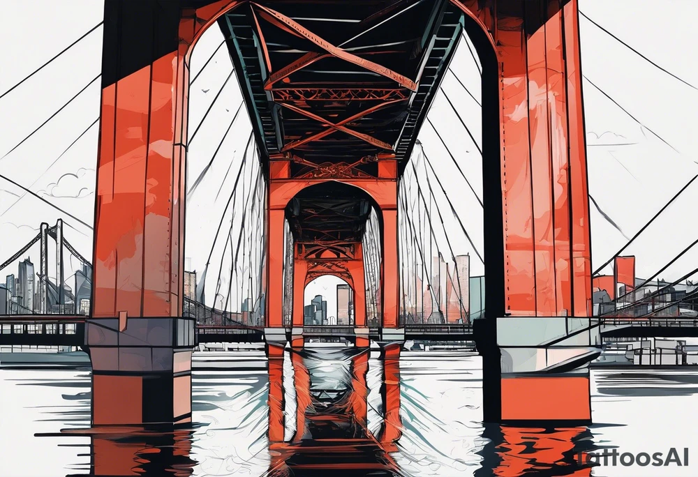 view from under cantilever bridge tattoo idea
