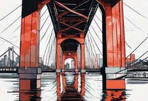 view from under cantilever bridge tattoo idea