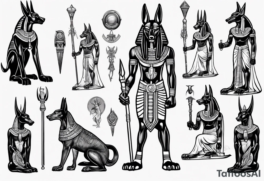 Egyptian god Anubis mad bipedal tattoo idea