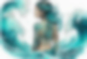 a turquoise Na'vi woman standing in the sea surrounded by crashing waves tattoo idea