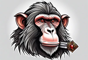 New school baboon with dagger tattoo idea