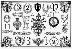 swedish theme with number 13 in roman numerals tattoo idea