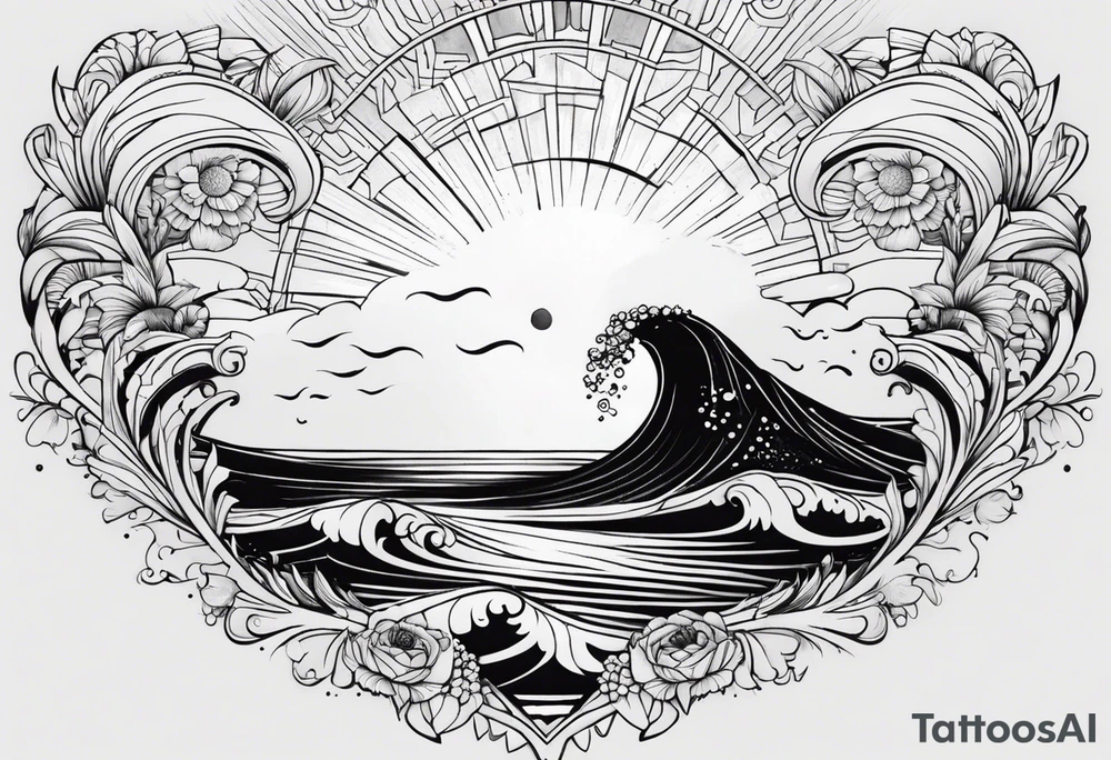 my sister's name Nėja and my mum's name Jūratė, I want to make a tattoo for them, do you have any ideas, I want to illustrate my sister as sun and my mum as ocean (wave or sea). My sister is very happy and always sunshine, my mum is strong and loves ocean tattoo idea