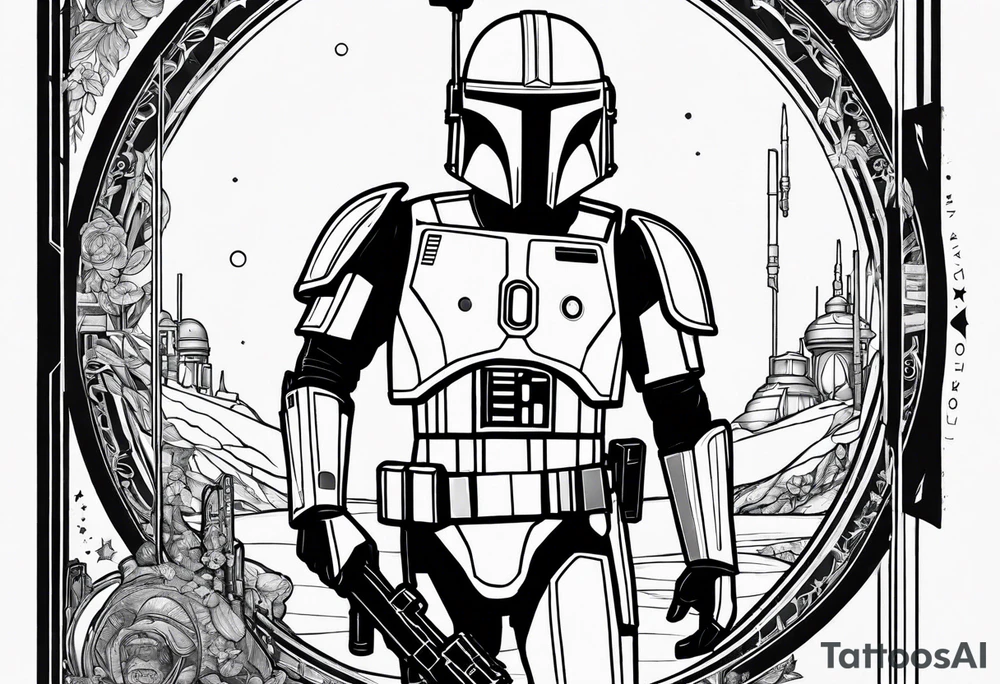 Love, Death & Robots, star wars, mandalorian tattoo idea