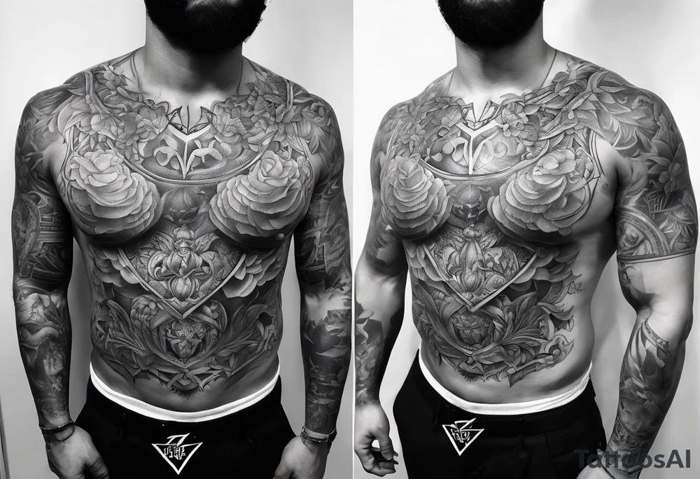 full chest piece one zues and shading light tattoo idea