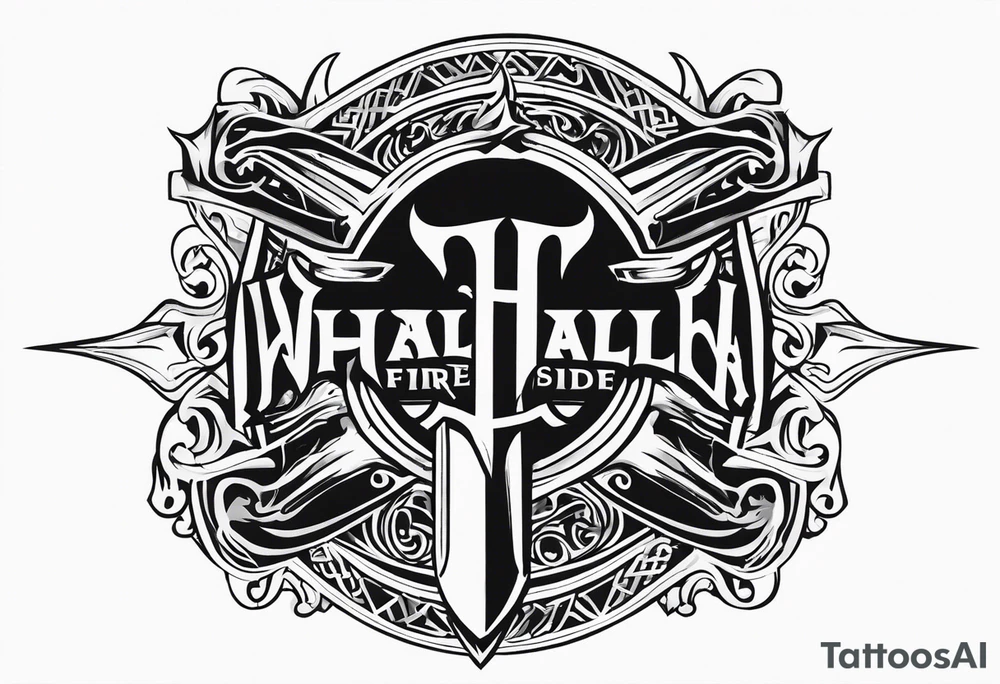 Valhalla fire sword shield tattoo idea