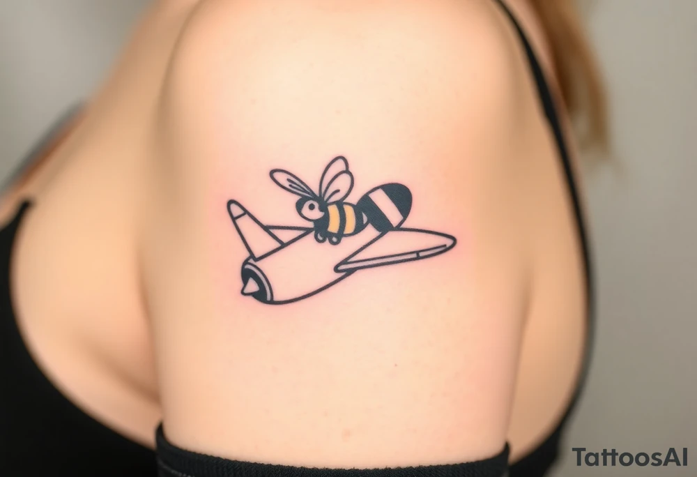 jet plane with a bumble bee flying it tattoo idea