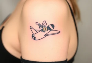 jet plane with a bumble bee flying it tattoo idea