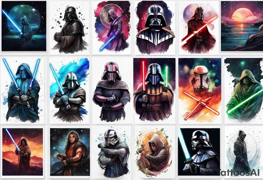 3 lightsabers with each one being the birth month color for May, July, January tattoo idea
