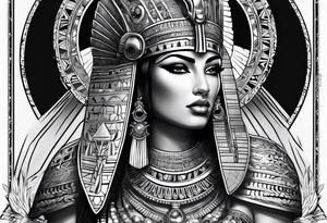 Sleeve with cleopatra, Horus tattoo idea
