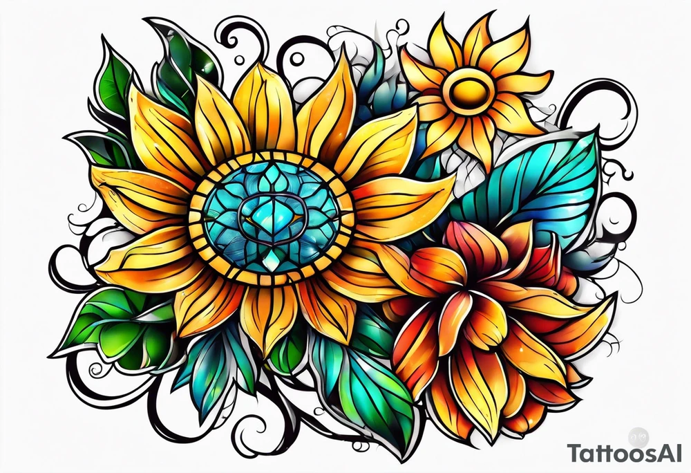 Thigh Sun Catcher tattoo idea