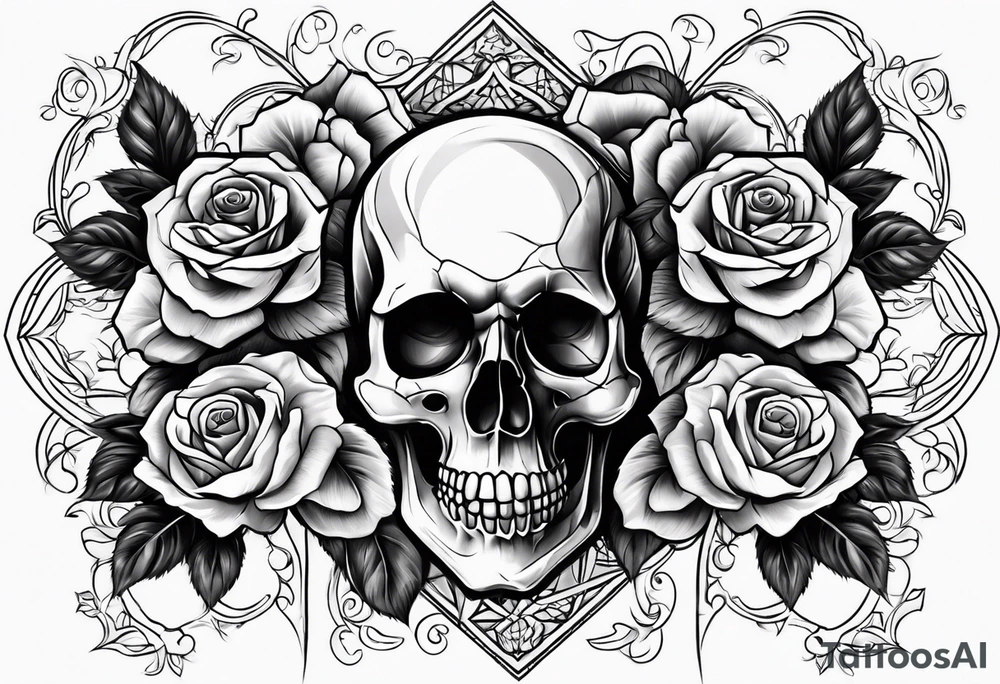 skull and roses tattoo idea