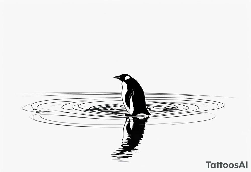 penguin standing on ice in the water, more minimalist tattoo idea
