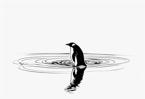 penguin standing on ice in the water, more minimalist tattoo idea