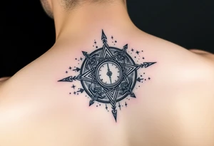 celestial galaxy with the scales of time tattoo idea