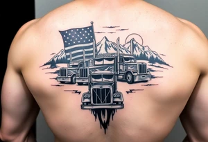 Masculin, American flag, country, mountains, wildlife, nature, racing , father of 4 trucks blue collar tattoo idea