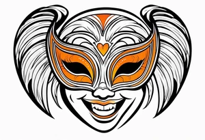 Angel masquerade face laughing that is black and orange tattoo idea