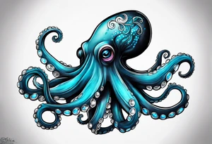 octopus with neon Blue suckers tattoo tattoo idea