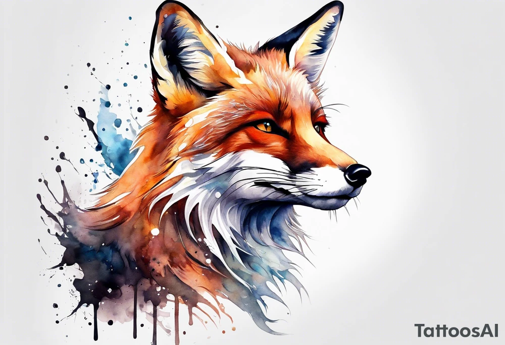 Watercolor fox tattoo idea