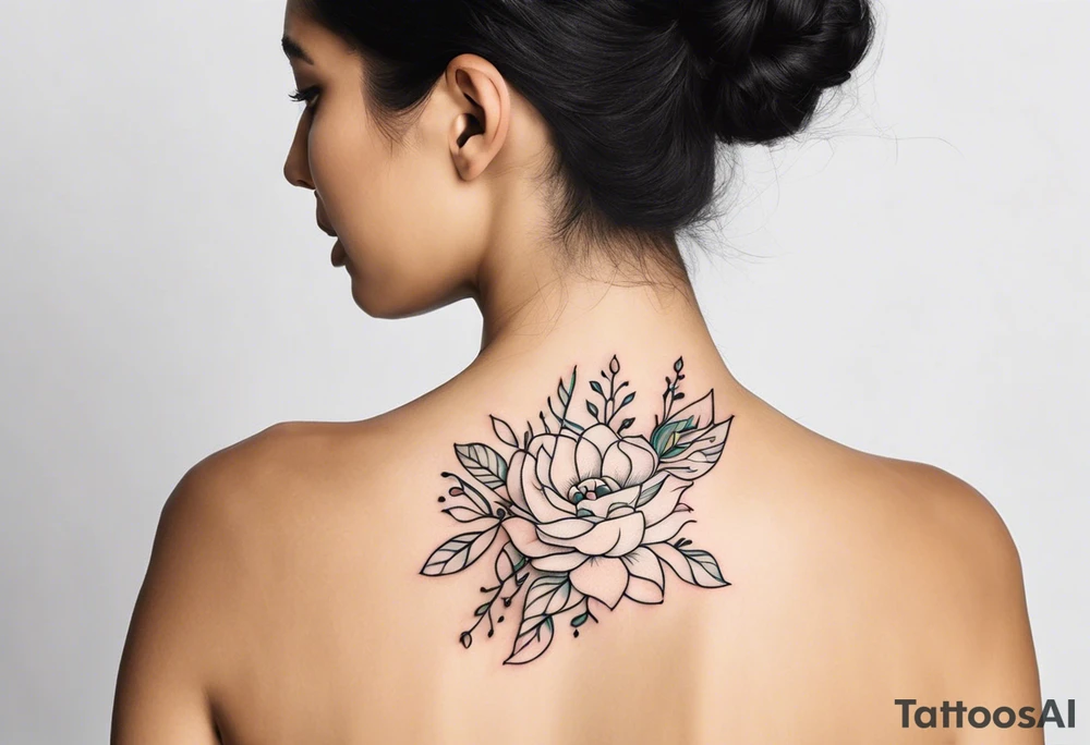 mexican fine line floral tattoo idea