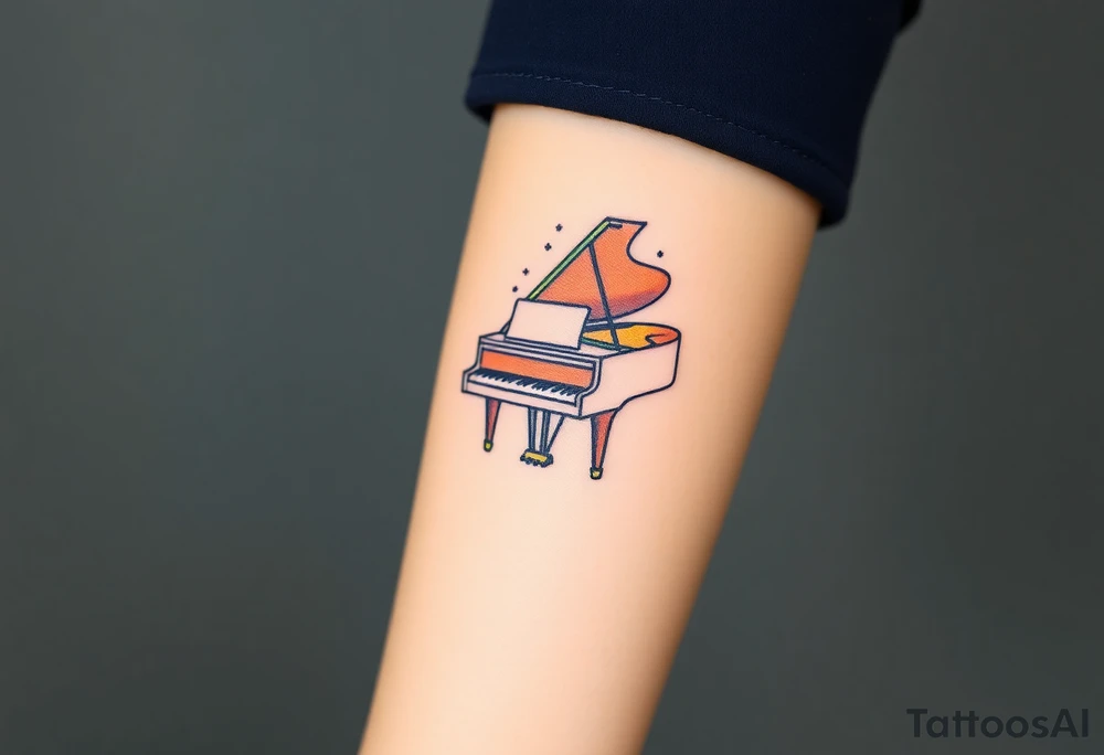 grand piano under the stars swirl tattoo idea
