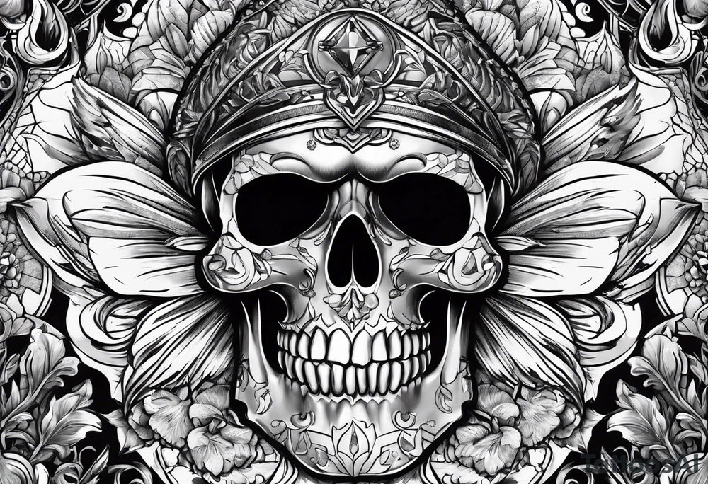 rock gemstone with skull inside tattoo idea