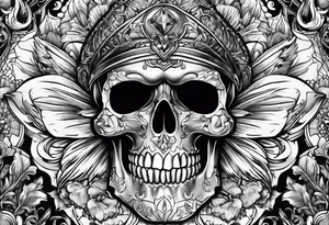 rock gemstone with skull inside tattoo idea