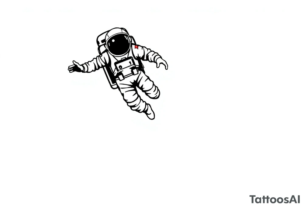 A realistic stencil silhouette style drawing of a astronaut floating in space tattoo idea