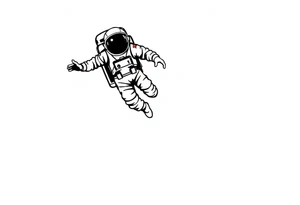 A realistic stencil silhouette style drawing of a astronaut floating in space tattoo idea