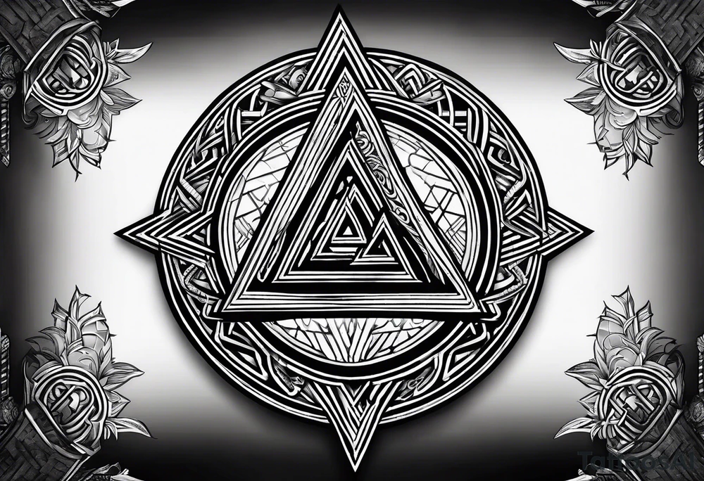 Valhalla valknut round 
shield axe sword tattoo idea