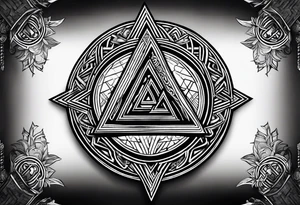 Valhalla valknut round 
shield axe sword tattoo idea