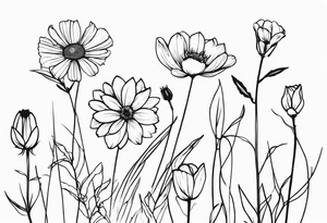 wild flowers minimalist tattoo idea