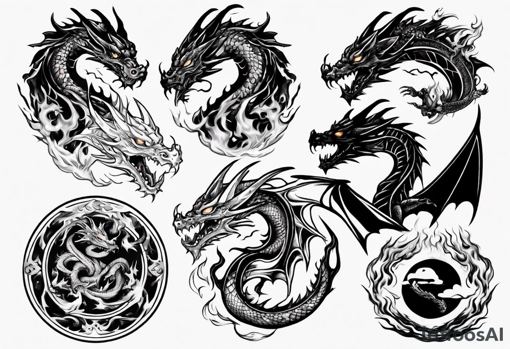 Dragon Surrounded in Fire tattoo idea