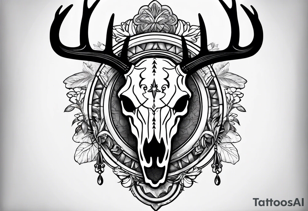 Deer skull with awareness ribbon tattoo idea