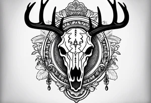 Deer skull with awareness ribbon tattoo idea