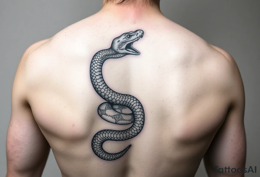 Snake wrapping and going up leg tattoo idea