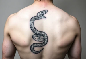 Snake wrapping and going up leg tattoo idea