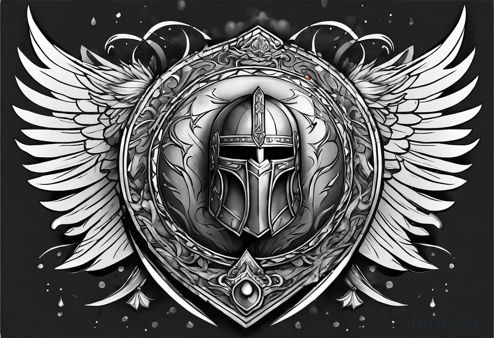 tears bouncing off shield held by warrior very simple tattoo idea