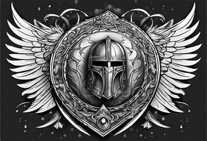 tears bouncing off shield held by warrior very simple tattoo idea