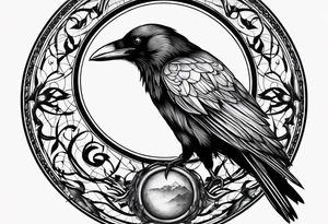 Crow on top of circle tattoo idea