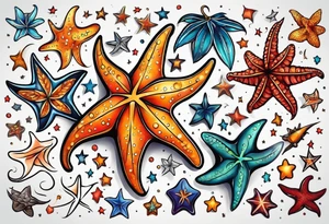 star fish of different shapes and sizes tattoo idea