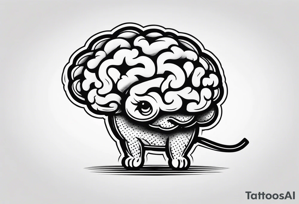 Small brain on a leash like a dog tattoo idea