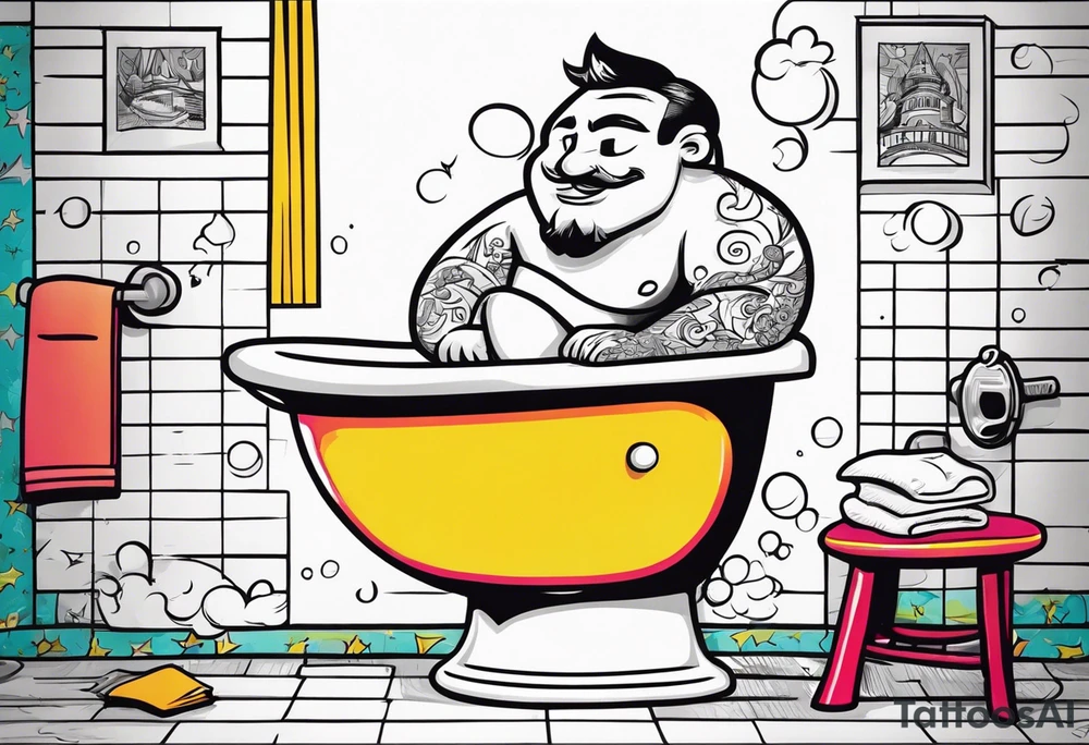An epic potty with a man siting on it tattoo idea