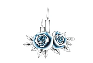 Blue, roses, short candles, water tattoo idea